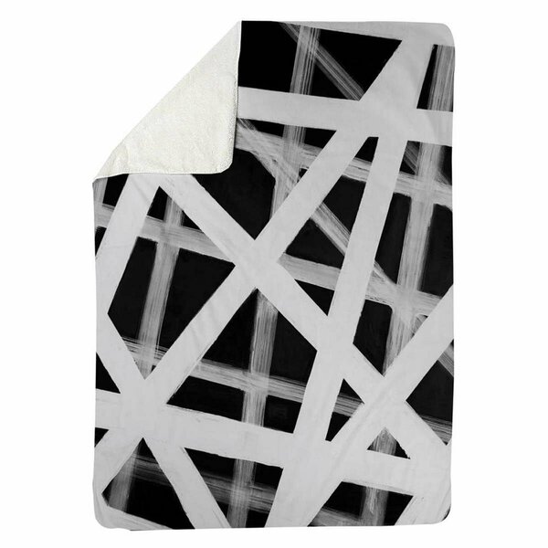 Begin Home Decor 60 x 80 in. Geometric Stripes-Sherpa Fleece Blanket 5545-6080-AB31-1